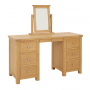 Marbury Oak Twin Pedestal Dressing Table Set with Mirror