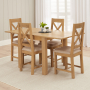 Marbury Oak Flip Top Extending Dining Table with 4 Oak Dining Chairs