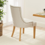 Marbury Oak 1.8m Cross Leg Dining Table and 4 Natural Fabric Scoop Back Chairs