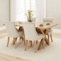 Marbury Oak 1.8m Cross Leg Dining Table and 4 Natural Fabric Scoop Back Chairs