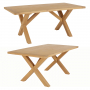 Marbury Oak 1.8m Cross Leg Dining Table and 4 Natural Fabric Scoop Back Chairs