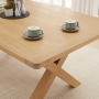 Marbury Oak 1.8m Cross Leg Dining Table and 6 Natural Fabric Scoop Back Chairs