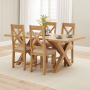 Marbury Oak 1.8m Cross Leg Dining Table and 4 Cross Back Chairs