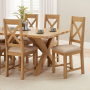 Marbury Oak 1.8m Cross Leg Dining Table and 4 Cross Back Chairs