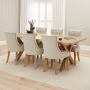 Marbury Oak 2.2m Cross Leg Dining Table and 6 Natural Fabric Scoop Back Chairs