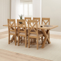 Marbury Oak 2.2m Cross Leg Dining Table and 6 Cross Back Chairs