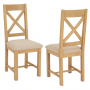 Marbury Oak Cross Back Dining Chair with Natural Fabric Seat