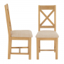 Marbury Oak Cross Back Dining Chair with Natural Fabric Seat