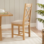 Marbury Oak Cross Back Dining Chair with Natural Fabric Seat