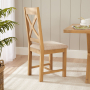 Marbury Oak Cross Back Dining Chair with Natural Fabric Seat