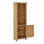 Marbury Oak Tall Narrow Bookcase with 1 Door Cupboard