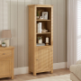 Marbury Oak Tall Narrow Bookcase with 1 Door Cupboard