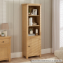 Marbury Oak Tall Narrow Bookcase with 1 Door Cupboard