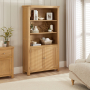 Marbury Oak Tall Wide Bookcase with 2 Door Cupboard