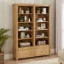 Marbury Oak Grand Double Library Bookcase with 2 Drawers