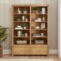 Marbury Oak Grand Double Library Bookcase with 2 Drawers