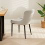 Geo Glass Round Dining Table with Black Legs and 4 Paloma Grey Velvet Chairs