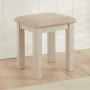 Marbury Putty Grey Painted Dressing Table Stool with Natural Fabric Seat