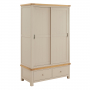 Marbury Putty Grey Painted Double Wardrobe with 2 Sliding Doors & 2 Drawers