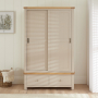 Marbury Putty Grey Painted Double Wardrobe with 2 Sliding Doors & 2 Drawers