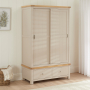 Marbury Putty Grey Painted Double Wardrobe with 2 Sliding Doors & 2 Drawers