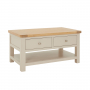 Marbury Putty Grey Painted 2 Drawer Coffee Table with Shelf