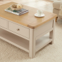 Marbury Putty Grey Painted 2 Drawer Coffee Table with Shelf