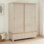 Marbury Putty Grey Painted Large Double Wardrobe with 2 Sliding Doors & 3 Drawers