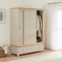 Marbury Putty Grey Painted Large Double Wardrobe with 2 Sliding Doors & 3 Drawers