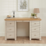 Marbury Putty Grey Painted Large Twin Pedestal Desk