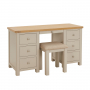 Marbury Putty Grey Painted Twin Pedestal Dressing Table Set with Stool