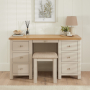 Marbury Putty Grey Painted Twin Pedestal Dressing Table Set with Stool