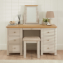 Marbury Putty Grey Painted Twin Pedestal Dressing Table Set with Stool & Mirror