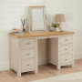 Marbury Putty Grey Painted Twin Pedestal Dressing Table Set with Mirror