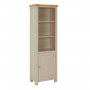 Marbury Putty Grey Painted Tall Narrow Bookcase with 1 Door Cupboard