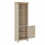 Marbury Putty Grey Painted Tall Narrow Bookcase with 1 Door Cupboard