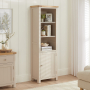 Marbury Putty Grey Painted Tall Narrow Bookcase with 1 Door Cupboard