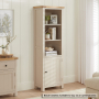 Marbury Putty Grey Painted Tall Narrow Bookcase with 1 Door Cupboard