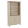 Marbury Putty Grey Painted Tall Wide Bookcase with 2 Door Cupboard