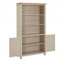 Marbury Putty Grey Painted Tall Wide Bookcase with 2 Door Cupboard