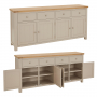 Marbury Putty Grey Painted Extra Large 4 Drawer 4 Door Sideboard