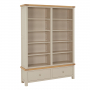 Marbury Putty Grey Painted Grand Double Library Bookcase with 2 Drawers