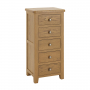 Cotswold Rustic Smoked Oak 5 Drawer Tallboy Narrow Chest