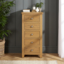 Cotswold Rustic Smoked Oak 5 Drawer Tallboy Narrow Chest