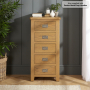 Cotswold Rustic Smoked Oak 5 Drawer Tallboy Narrow Chest