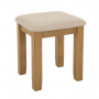 Cotswold Rustic Smoked Oak Dressing Table Stool with Natural Fabric Seat