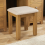 Cotswold Rustic Smoked Oak Dressing Table Stool with Natural Fabric Seat