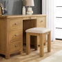 Cotswold Rustic Smoked Oak Dressing Table Stool with Natural Fabric Seat