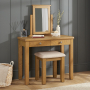 Cotswold Rustic Smoked Oak 2 Drawer Dressing Table Set with Mirror & Stool