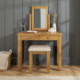 Cotswold Rustic Smoked Oak 2 Drawer Dressing Table Set with Mirror & Stool